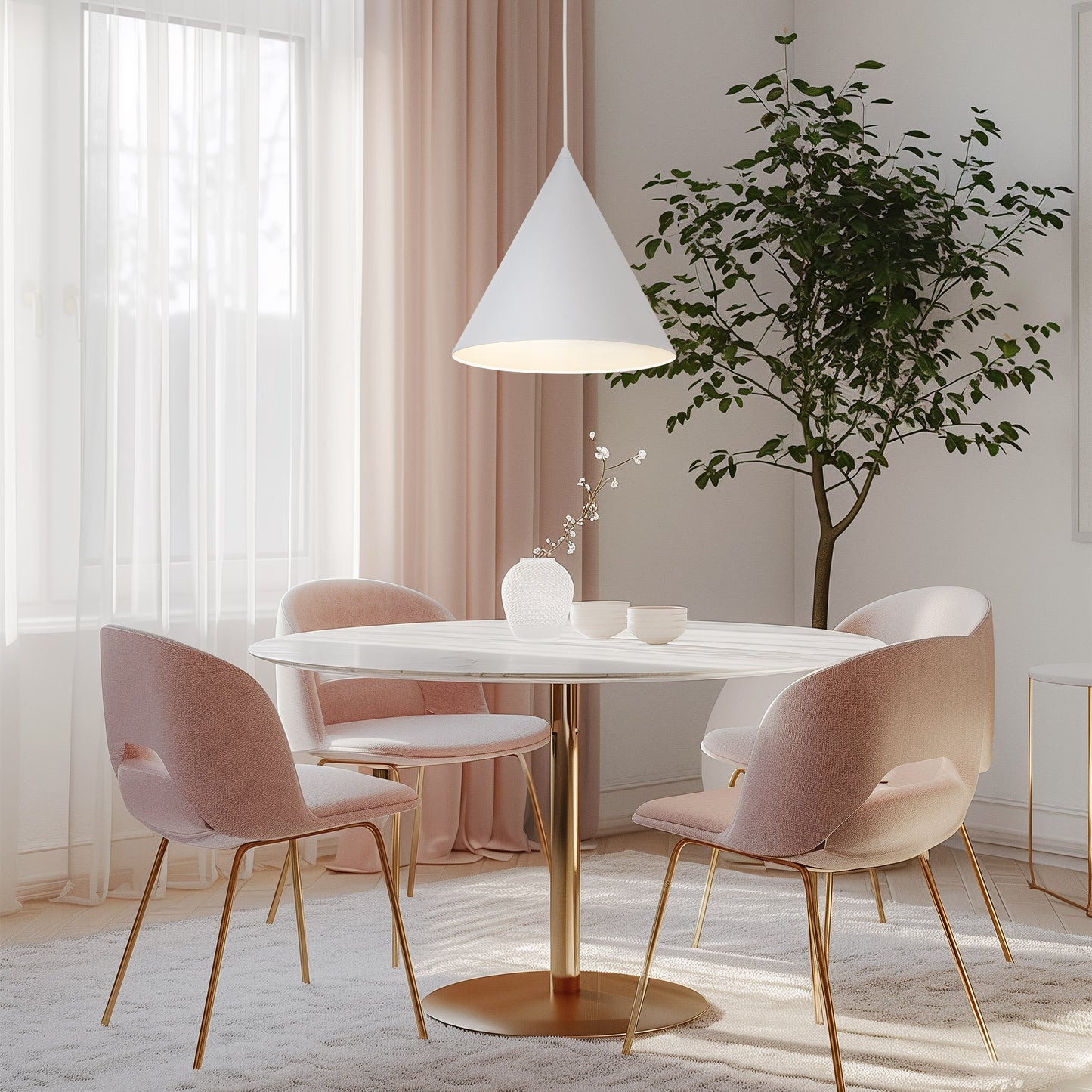 CONO White Medium Modern Minimalist Pendant Light