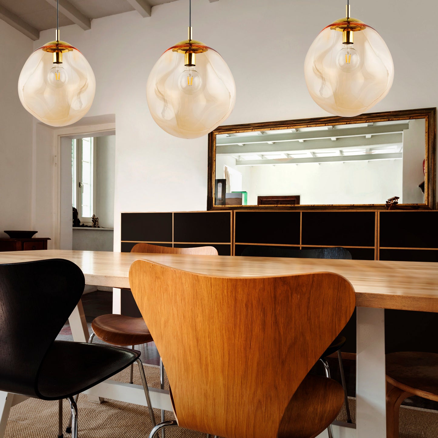 SOL Large Amber Glass Pendant Light