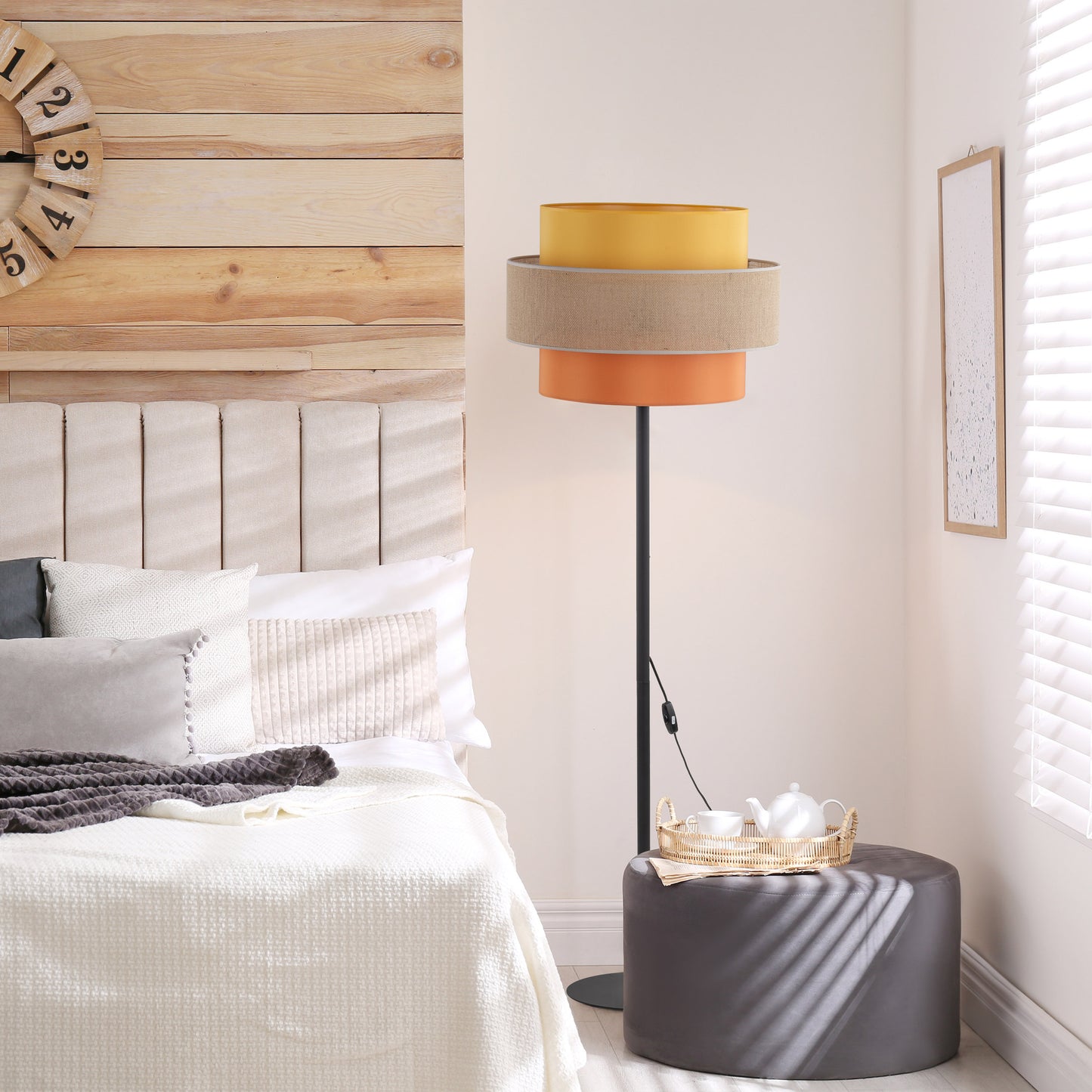 TRIO Jute Mid-Century Boho Floor Lamp