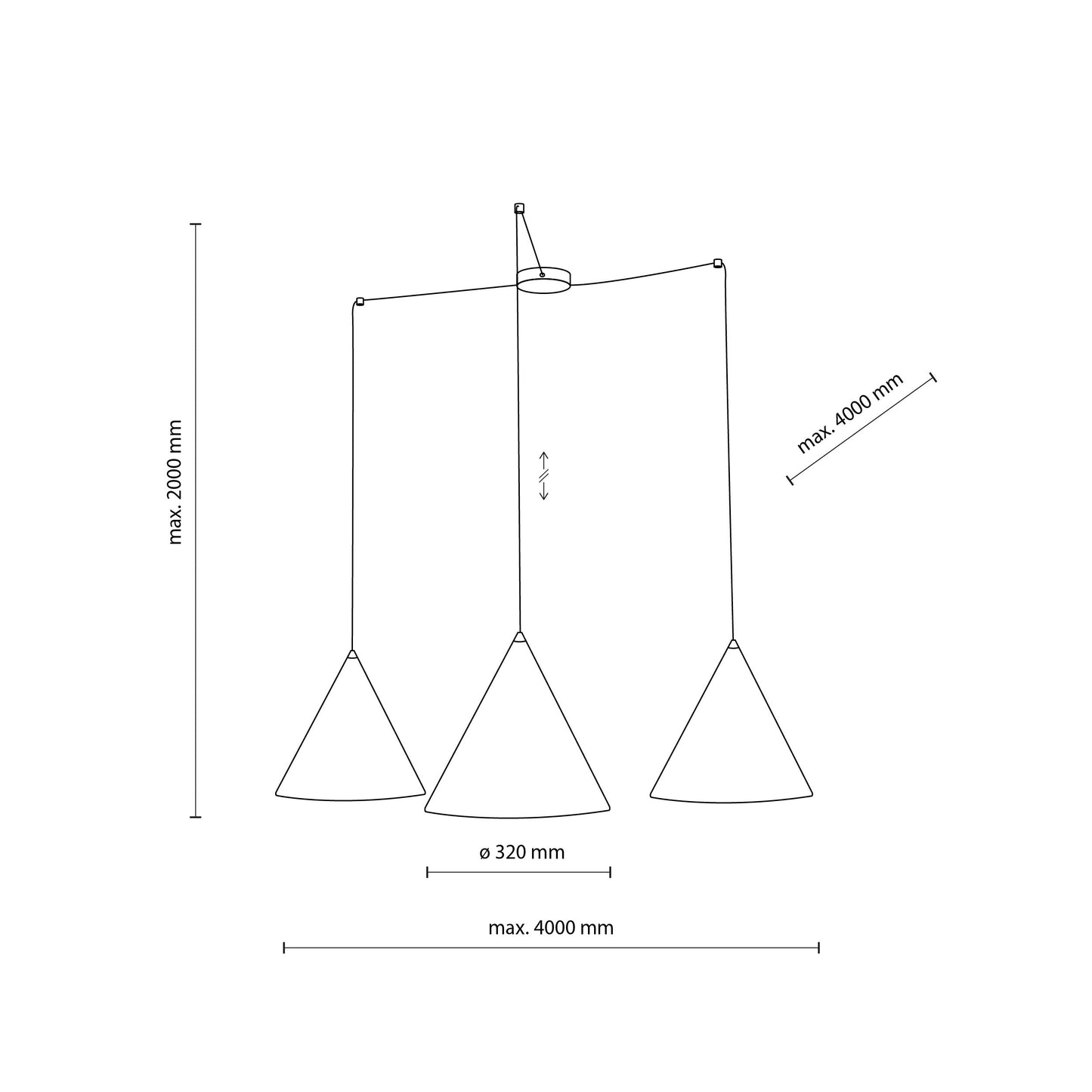 CONO Black Modern Minimalist Suspension Pendant Ceiling Light Fixture for Kitchen Island, Dining Room & Living Room (3-Light) LumoCrafts