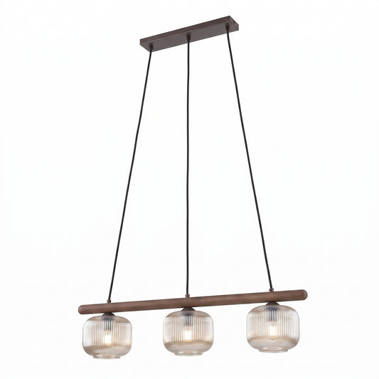 SALVIA linear pendant hung over a dining table