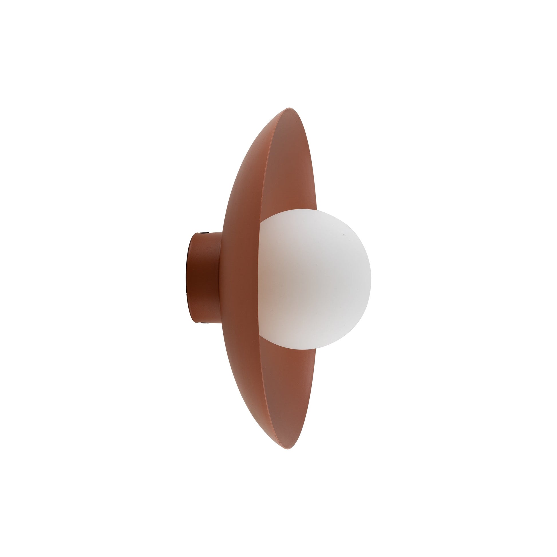 SLATE wall sconce in brick brown with a smooth opal glass shade