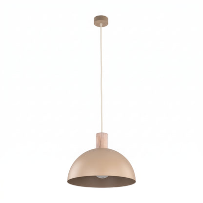 OSLO beige pendant with a pine wood accent, shown at an angle