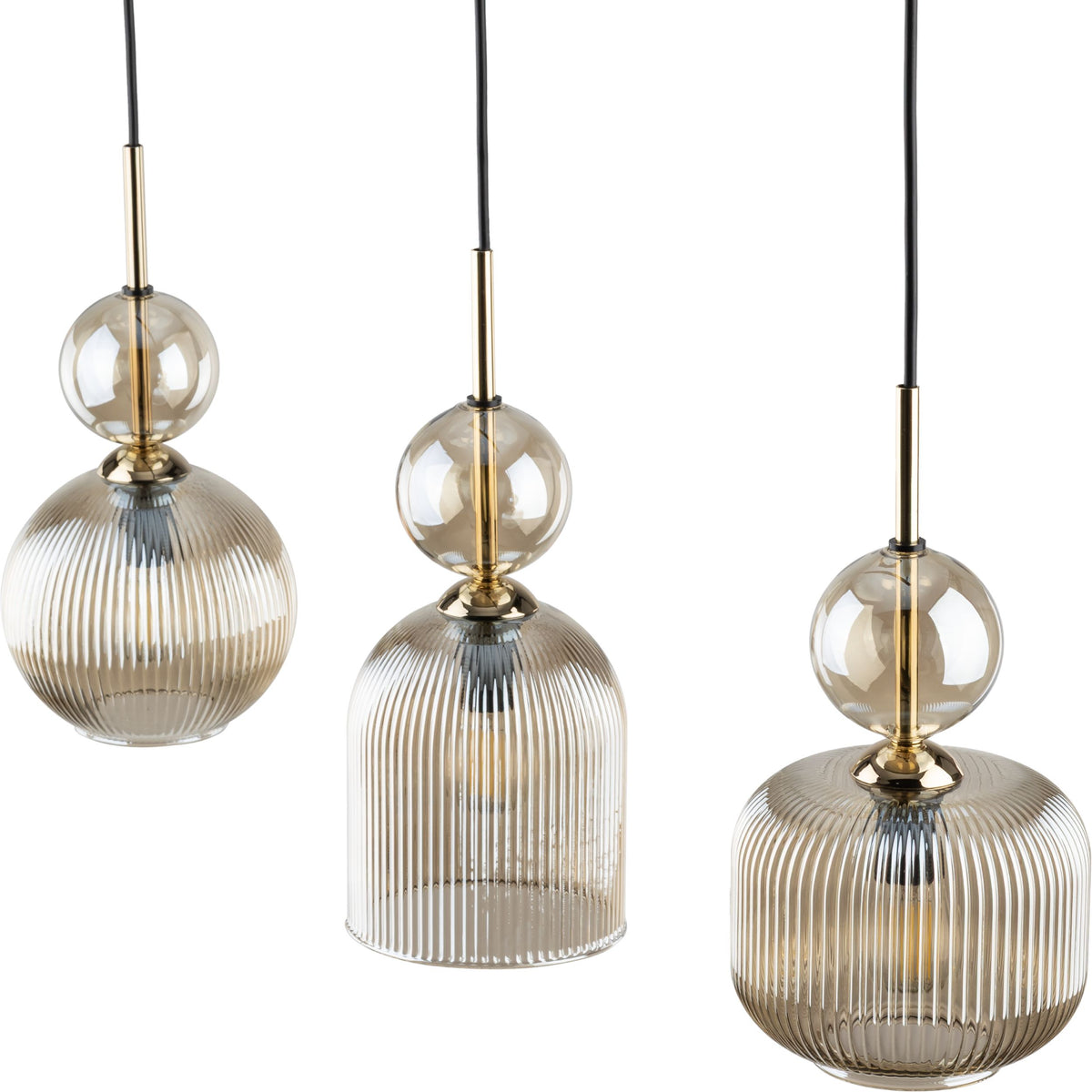 Close view of the ribbed cognac glass on a SOPHIA shade