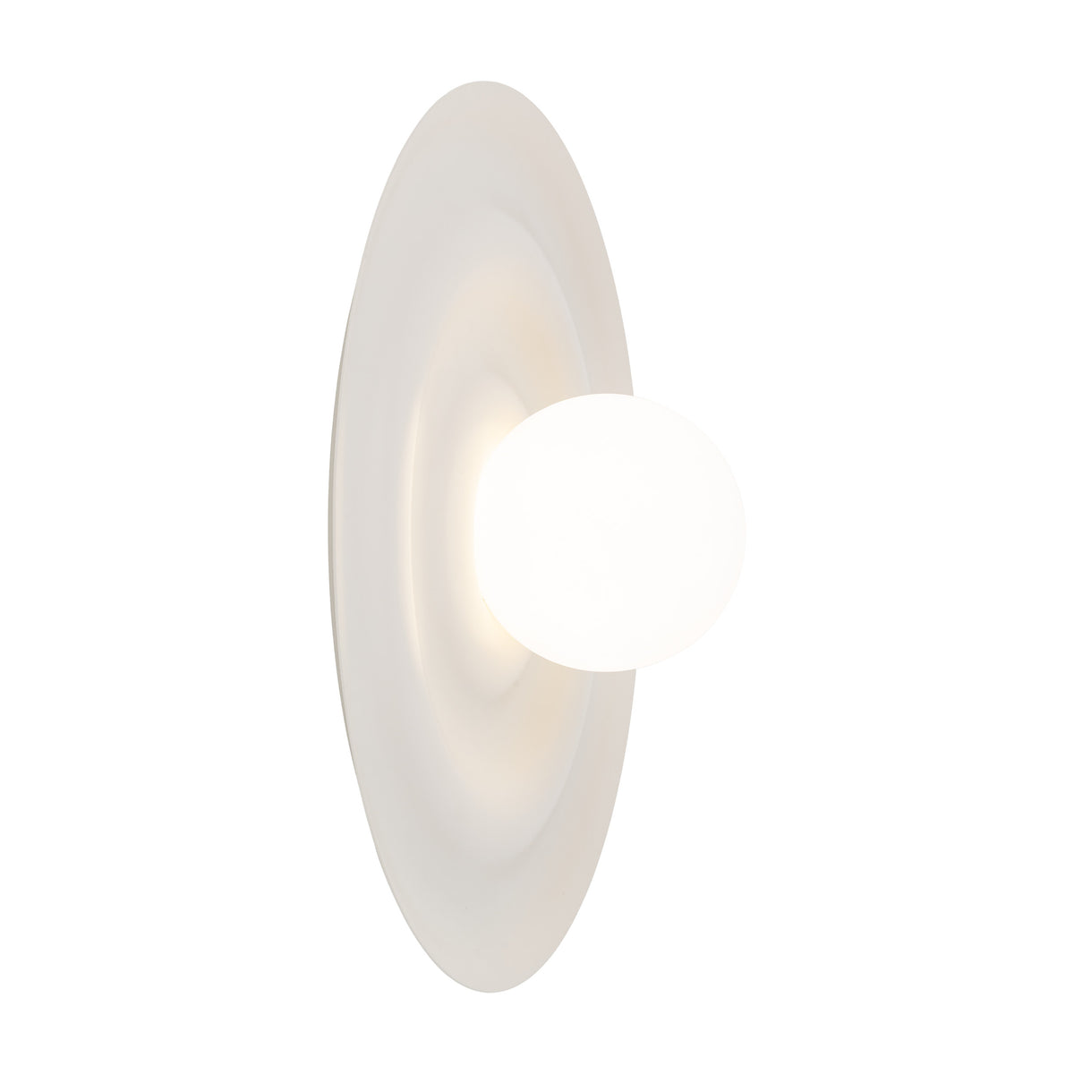 ONDA wall sconce in matte cashmere beige painted steel, projecting 6.30 inches from the wall