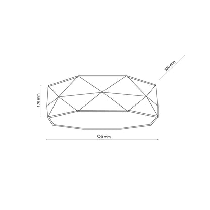 KANTOOR black flush mount technical drawing showing the 520 mm width and 170 mm depth