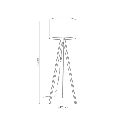GRAND floor lamp technical drawing showing the 500 mm shade diameter and 1450 mm height