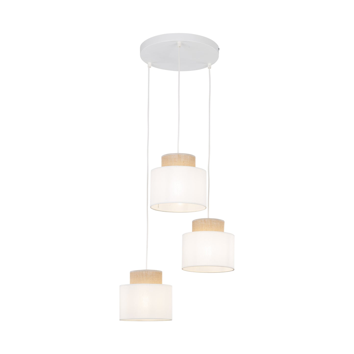 DUO White Jute Natural Pendant Light 3