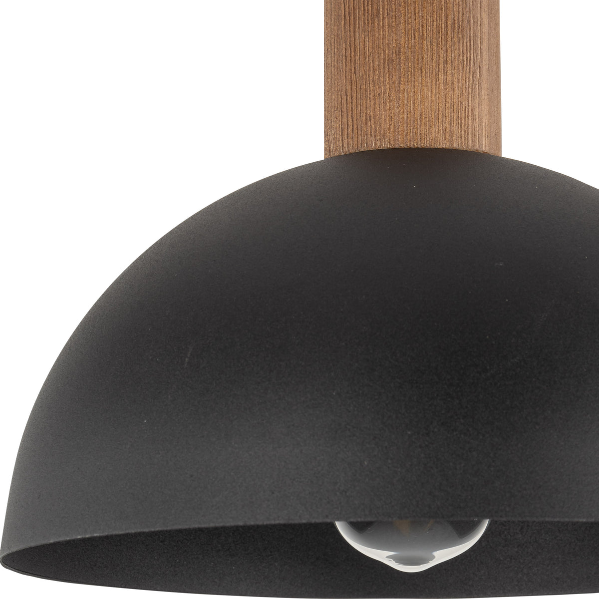 Detail of the pine wood accent on the OSLO black pendant