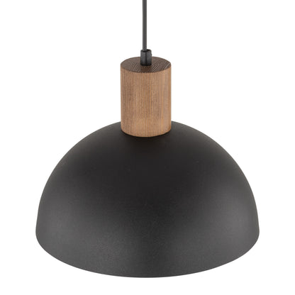 Three OSLO black pendants grouped over a kitchen island