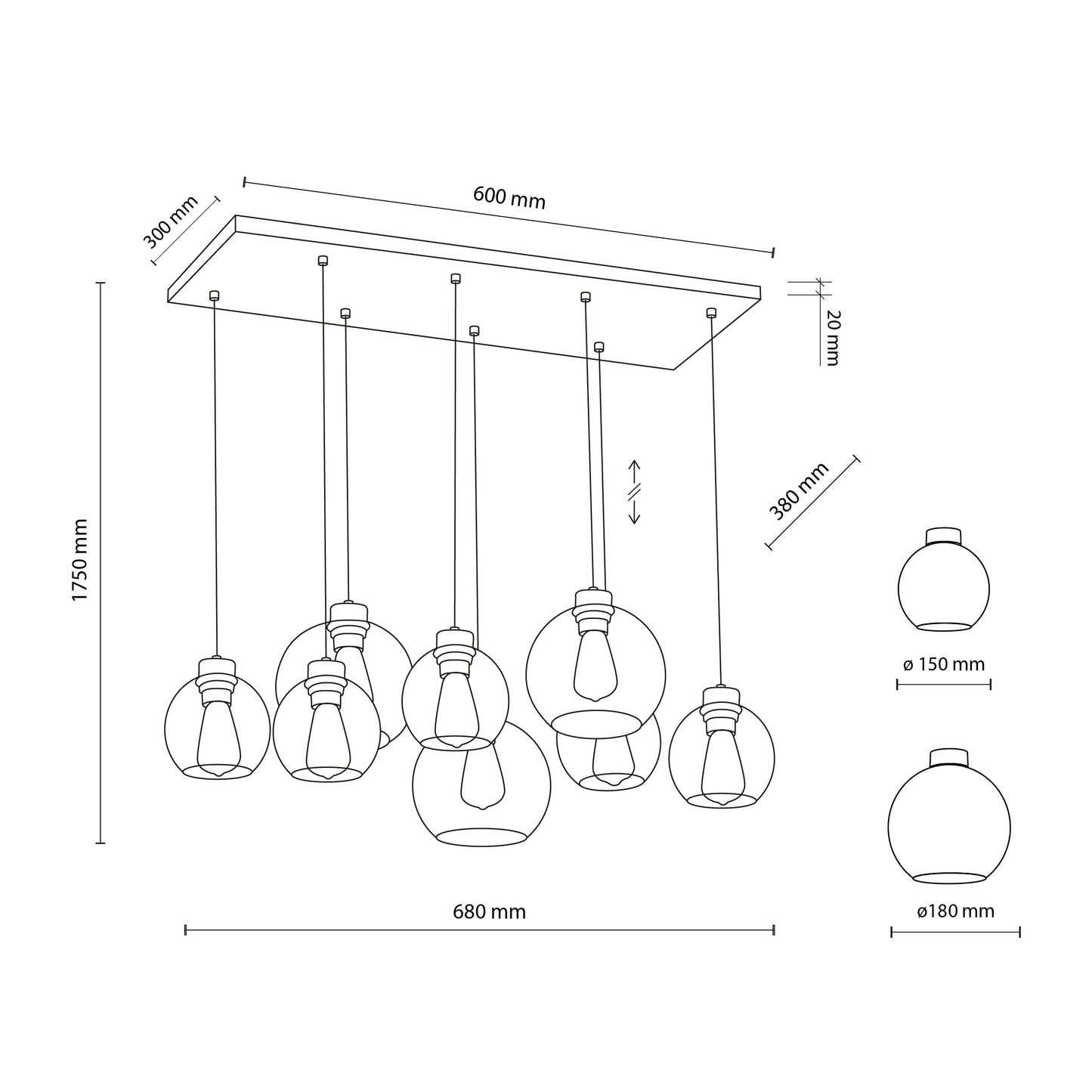CUBUS Graphite Glass Scandinavian  Pendant Light 8