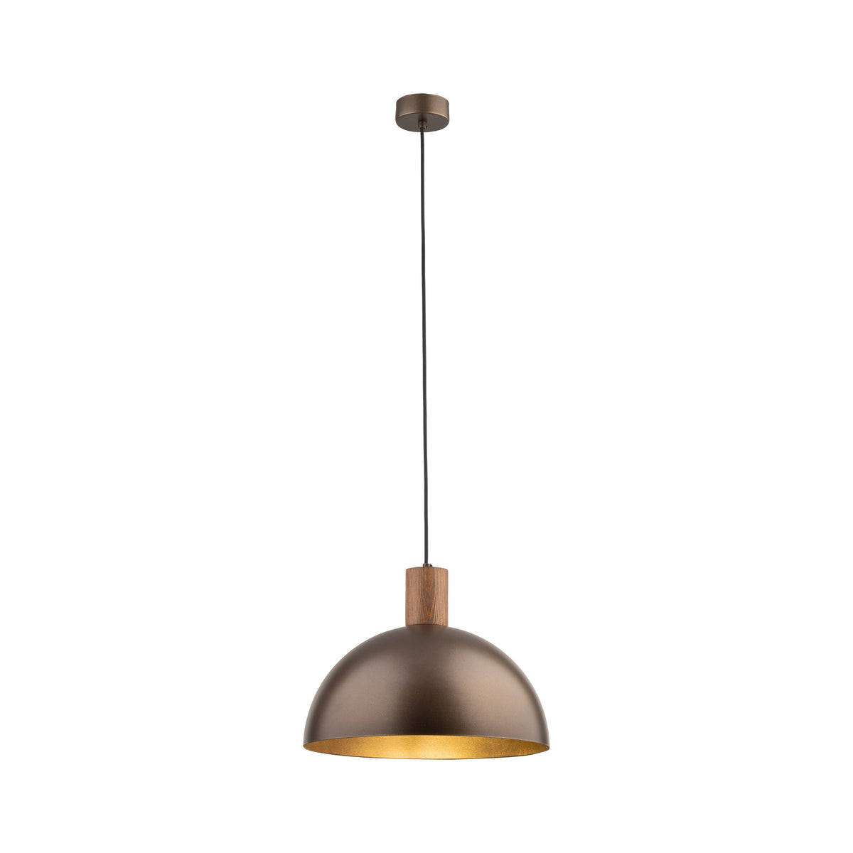 OSLO brown pendant lit, warm downward light