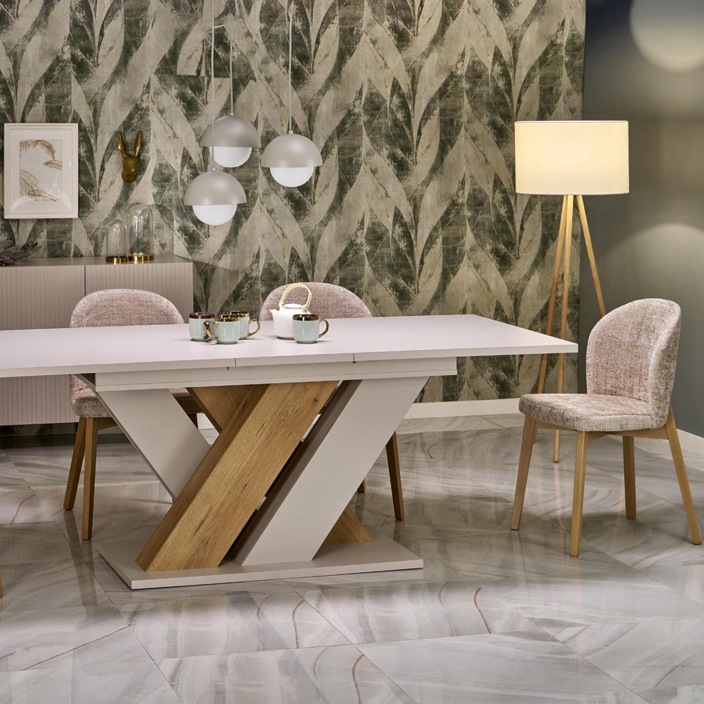 TOKYO Beige Linen Floor Lamp