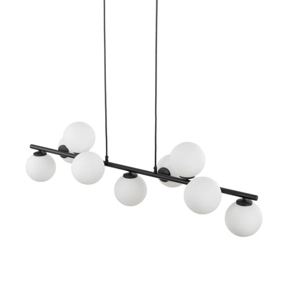 Detail of the black metal frame and canopy on the ESTERA pendant