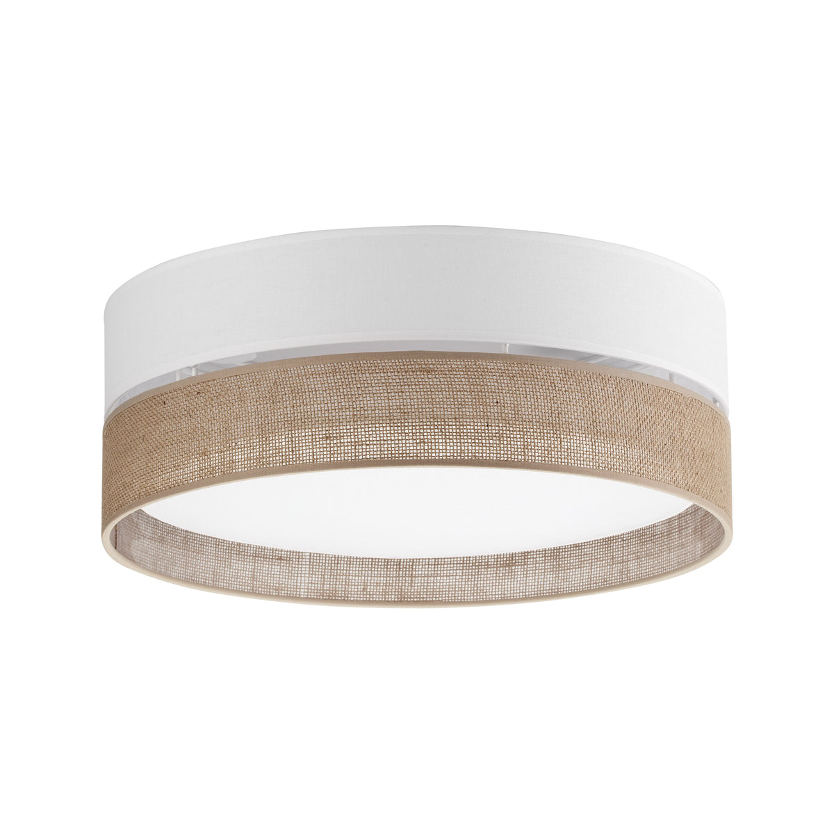 LINOBIANCO small linen and jute flush mount ceiling light, 17.72 inches across