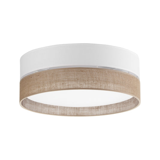 LINOBIANCO small linen and jute flush mount ceiling light, 17.72 inches across