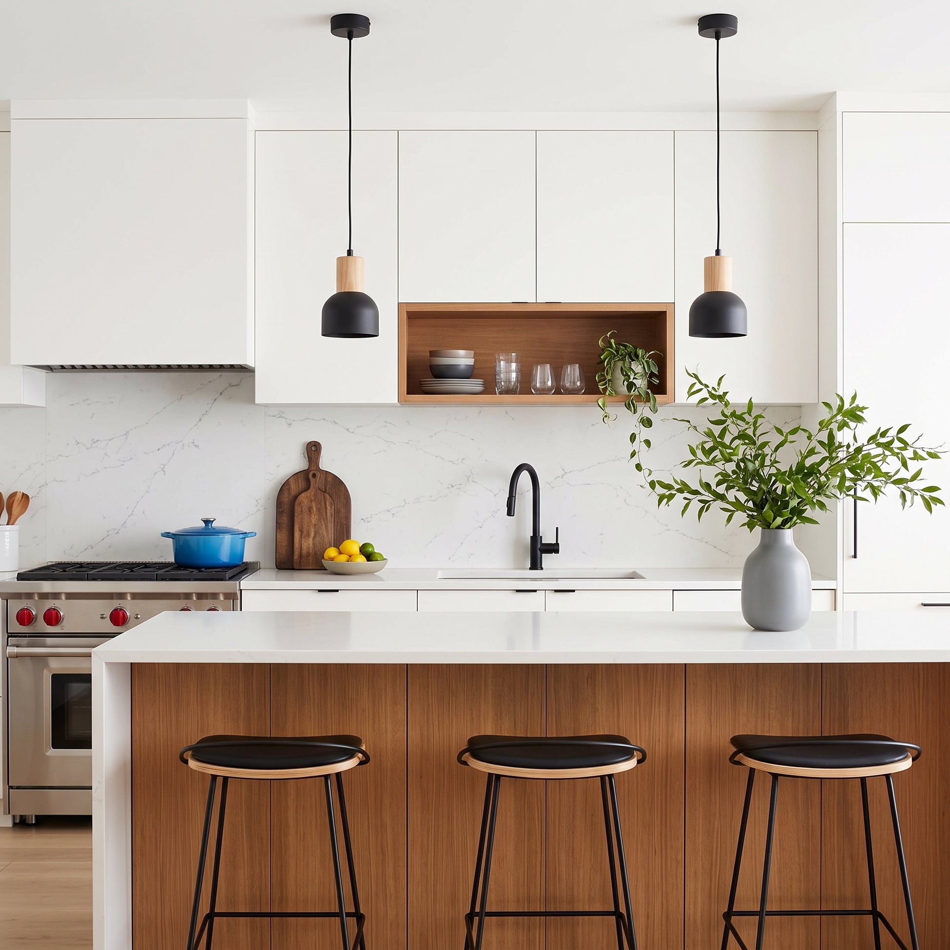 CAIRO Black & Wood Mini Dome Pendant Light for Kitchen Island & Counter LumoCrafts Pendant Light Fixtures