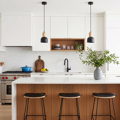 CAIRO Black & Wood Mini Dome Pendant Light for Kitchen Island & Counter LumoCrafts Pendant Light Fixtures