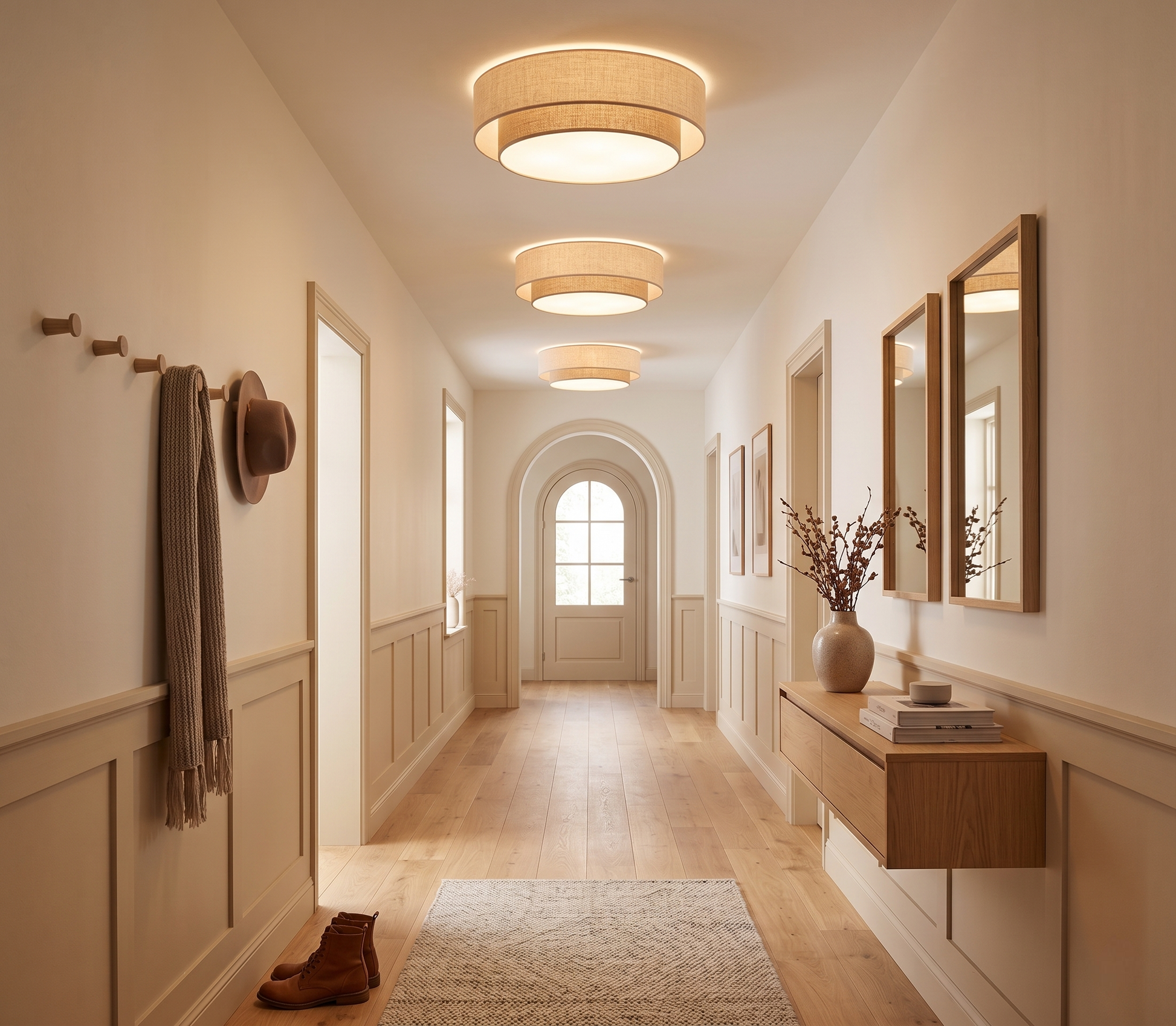 CALISTO JUTE Scandinavian Flush Mount Ceiling Light for Bedroom, Hallway & Living Room LumoCrafts