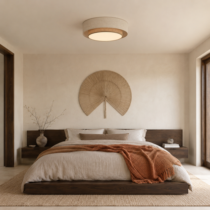 CALISTO JUTE Scandinavian Flush Mount Ceiling Light for Bedroom, Hallway & Living Room LumoCrafts