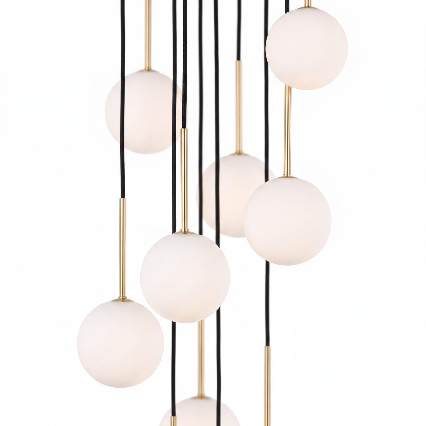 NILOS 10-Light Gold & Glass Cascade Chandelier for Stairwell & Entryway LumoCrafts Chandeliers