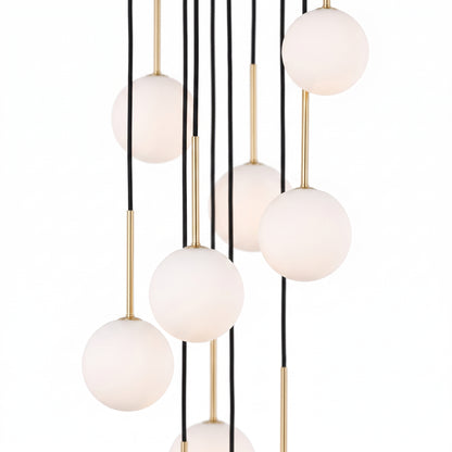 NILOS 10-Light Gold & Glass Cascade Chandelier for Stairwell & Entryway LumoCrafts Chandeliers