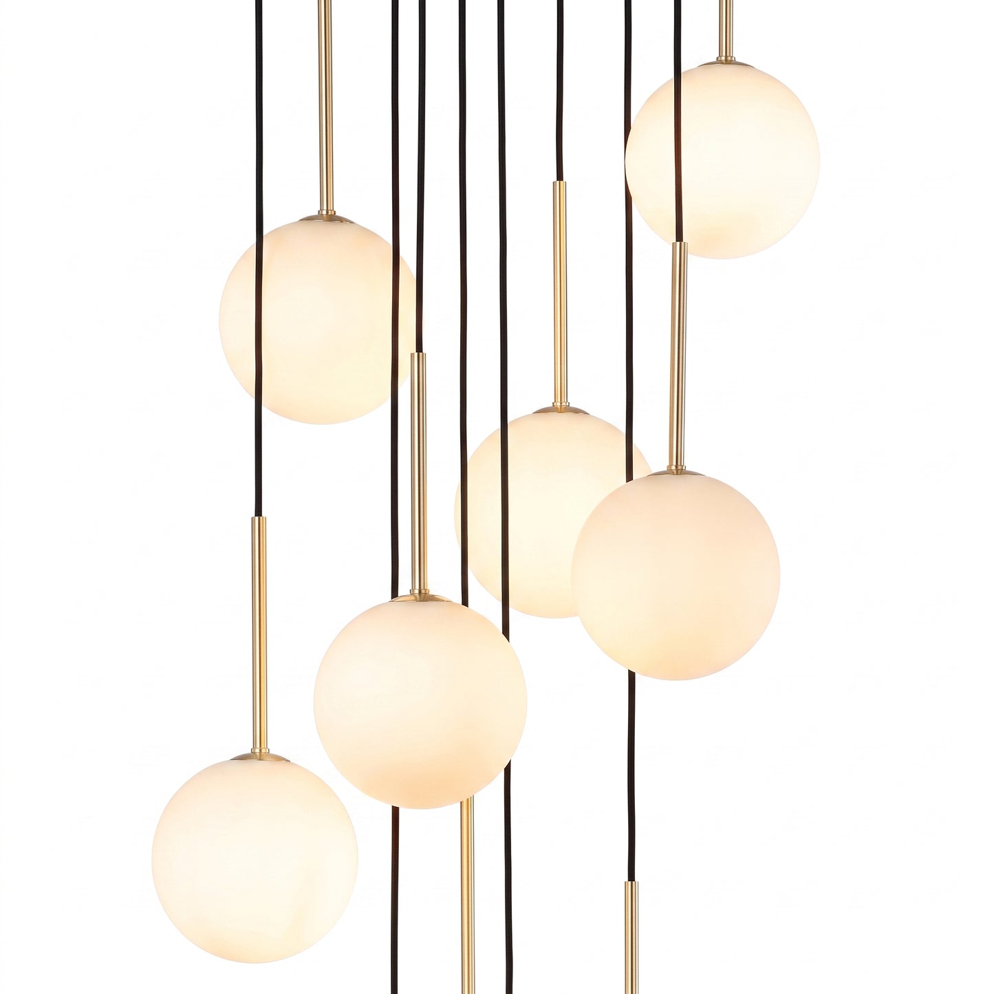 NILOS 10-Light Gold & Glass Cascade Chandelier for Stairwell & Entryway LumoCrafts Chandeliers