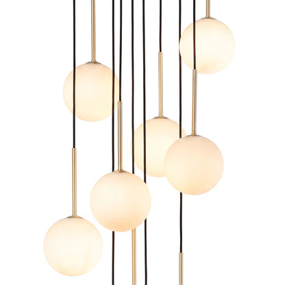 NILOS 10-Light Gold & Glass Cascade Chandelier for Stairwell & Entryway LumoCrafts Chandeliers