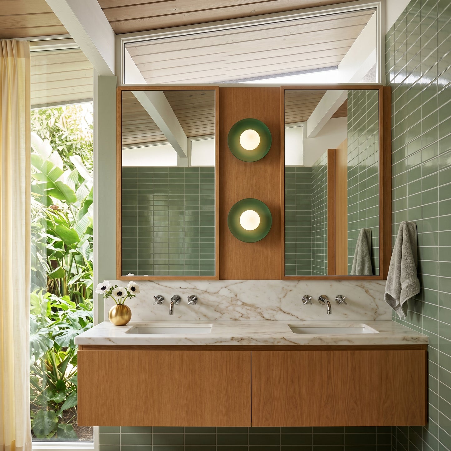 SLATE opal glass wall sconce in a lifestyle setting