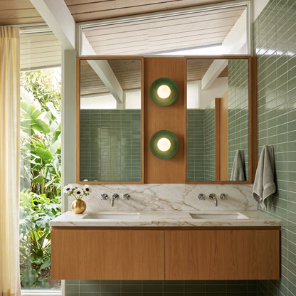 SLATE opal glass wall sconce in a lifestyle setting